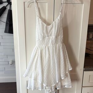 Altar'd State White Swiss Dot Spaghetti Strap Romper Dress